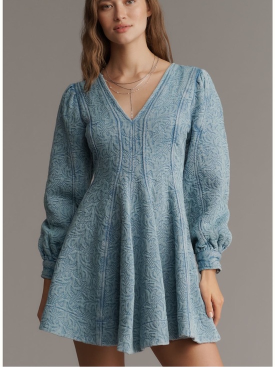 Anthropologie Dresses & Skirts - NWT Anthropologie Pilcro Sky Blue Textured V-Neck Mini Dress